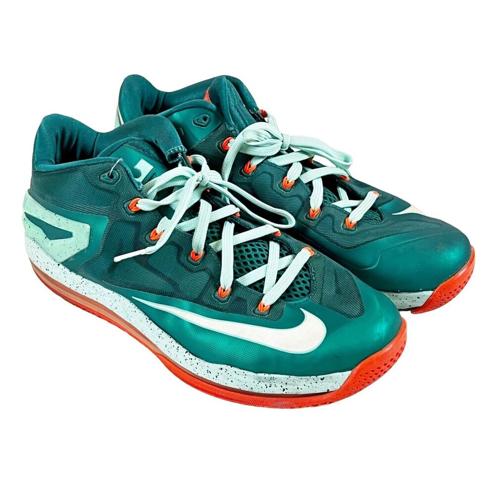 Nike Max LeBron 11 Low Biscayn Mens 12 Basketball Shoe Green 642849-313